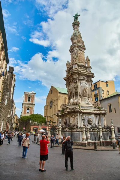 Nápoles Itália Outubro 2019 Obelisco Século Xvii Piazza San Domenico — Fotografia de Stock