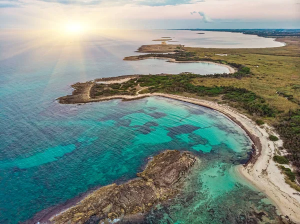 stock image Aerial view torre guaceto natural reserve, apulia