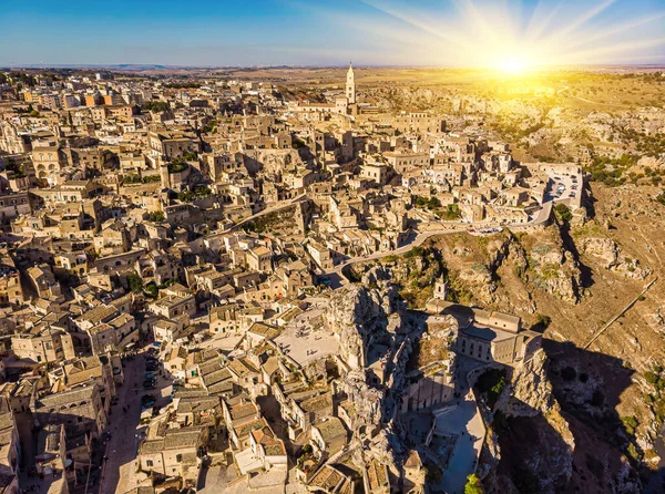 Αεροφωτογραφία Της Matera Στην Ιταλία Παγκόσμια Κληρονομιά Της Unesco — Φωτογραφία Αρχείου