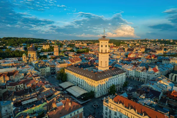 Toits Vieille Ville Lviv Ukraine Pendant Journée Atmosphère Magique Ville — Photo