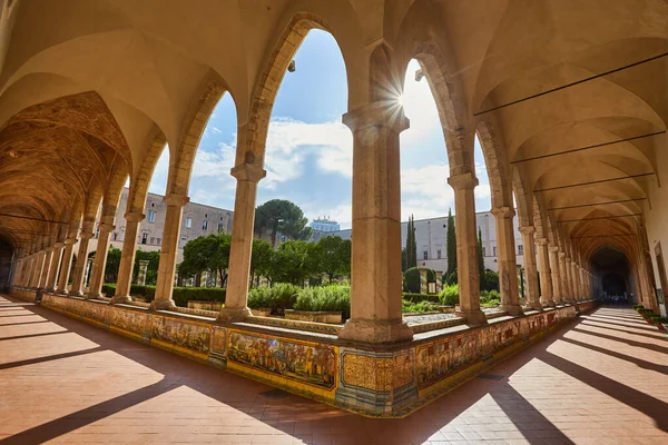 Neapel Italien Oktober 2019 Utsikt Över Dekorerade Fresker Kloster Arkader — Stockfoto