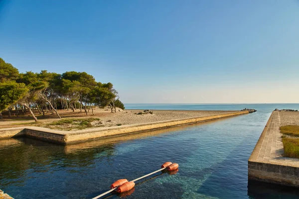 Paisaje Apulia Oasis Protegido Los Lagos Alimini Italia Cuenca Alimini — Foto de Stock