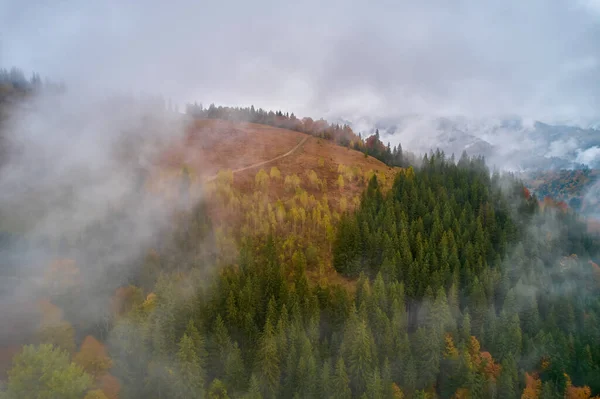 Nebel Breitet Sich Morgengrauen Über Den Bergen Aus Die Sonne — Stockfoto