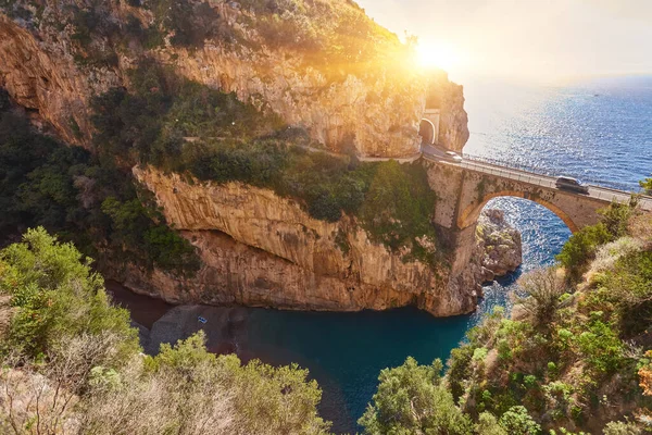 Furore Fjord Bridge Amalfi Coast Salerno Olaszország — Stock Fotó