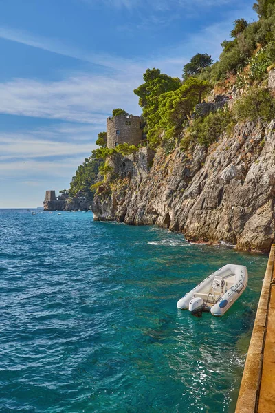 Берег Амальфи Италия Захватывающий Панорамный Вид Conca Dei Marini Вдоль — стоковое фото