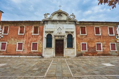 Venedik, İtalya 'nın mimarisi. Tarihi ev, Venedik 'teki Büyük Kanal' da geleneksel mimari..