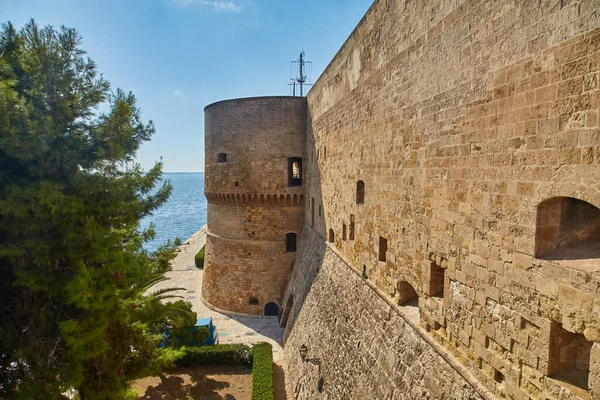 View Bastion Wall Aragon Catle Coast Ionian Sea Taranto Italy — Stock Photo, Image