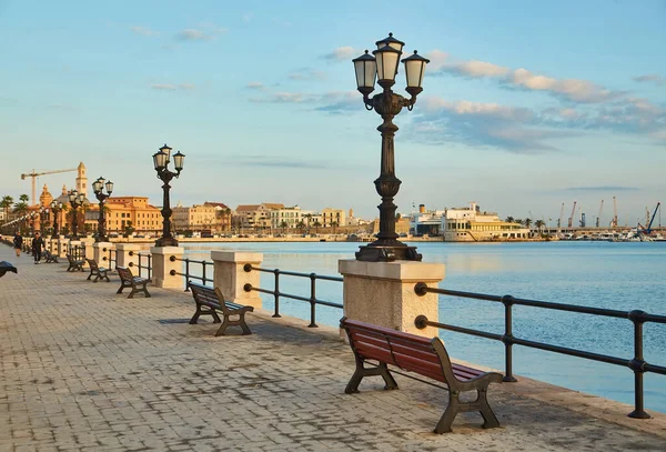 Bari Die Promenade Morgenlicht Italien — Stockfoto