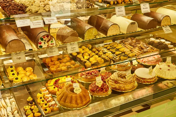 Naples Italy October 2019 Neapolitan Pastry Shop Counter Full Delicious — Stock Photo, Image