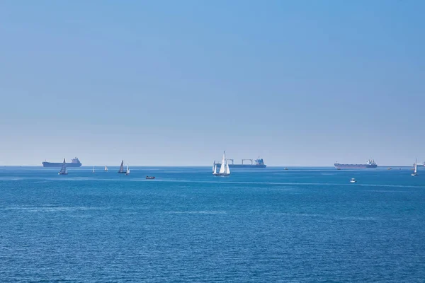 Barcos Cruzeiro Azul Mar Mediterrâneo Vista Aérea Itália — Fotografia de Stock
