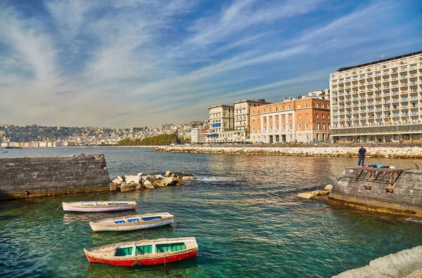 Row boats along the coast of Naples, Campania, Italy