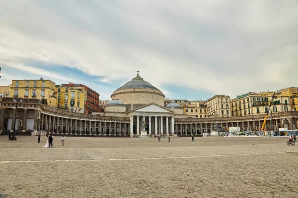 stock image Naples, Italy - October 24, 2019: Church of St. Francis on the Piazza del Plebiscito in Naples Italy