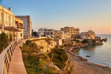 Panoramic view of Otranto at sunset, Italy