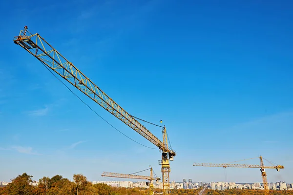 Construction Site Cranes Sky Background — Stock Photo, Image