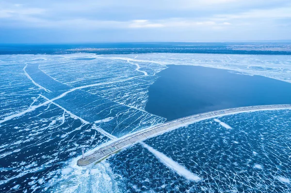 Quebra Mar Que Leva Mar Báltico Inverno Mar Coberto Nevoeiro — Fotografia de Stock