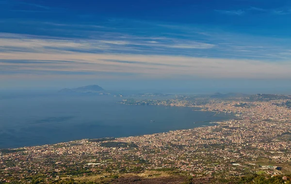Vista Panorámica Desde Volcán Monte Vesubio Bahía Nápoles Provincia Nápoles — Foto de Stock