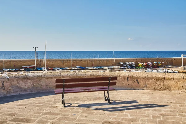 Bench Overlooking Mediterranean Coast Italy — Stock Photo, Image
