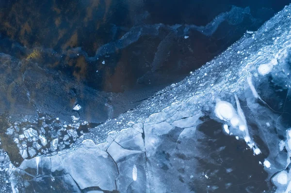 Vista Aérea Lago Congelado Gelo Vista Drone Conceito Textura Fundo — Fotografia de Stock