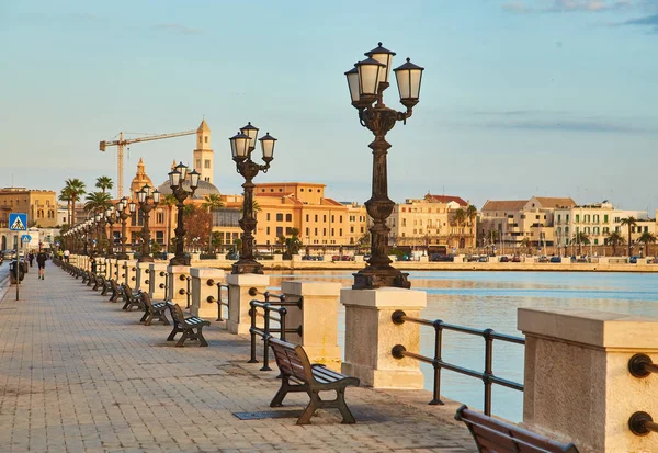 Vista Panorâmica Bari Sul Itália Região Puglia Apúlia Beira Mar — Fotografia de Stock