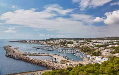 Panoramik Santa Maria di Leuca, Marina di Leuca ve Punta Ristola, Apulia, İtalya