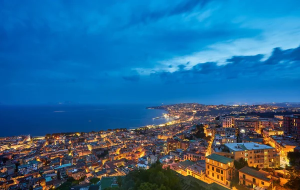 Πανοραμική Γραφική Θέα Της Νάπολης Βράδυ Καμπανία Ιταλία — Φωτογραφία Αρχείου