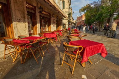 Venedik, İtalya - 15 Ekim 2018: Venedik İtalya 'nın güzel mimarisi