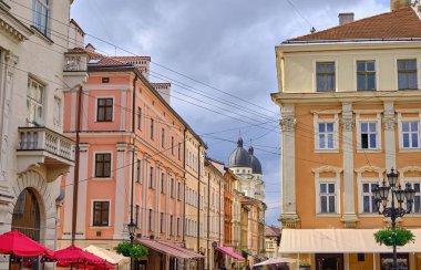 Lviv Old City architecture in the summer sunny day