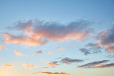 Sunset sky, clouds painted in bright colors over Kyiv, Ukraine