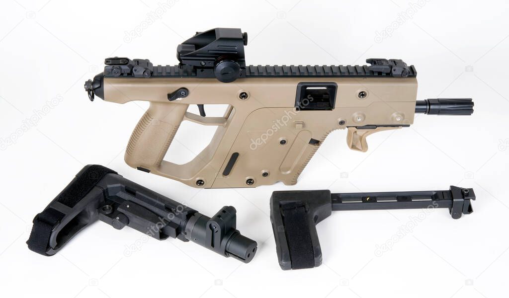 Banned stabilizing pistol braces for a 9mm pistols. 2023