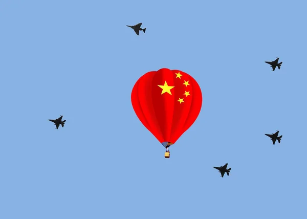 Chiński Balon Szpiegowski Ameryce Czeka Zestrzelenie Przez Amerykańskie Odrzutowce Obrazek Stockowy