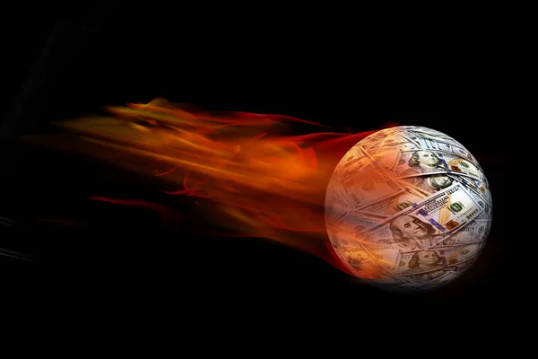 Moneyball Fire Going Dark Space — Stock fotografie