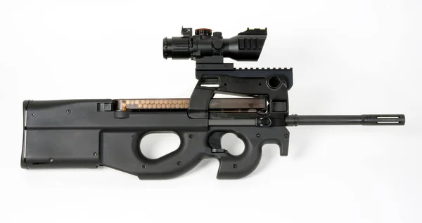 28Mm Bull Pup Assault Rifle Large Red Dot Scope — 图库照片