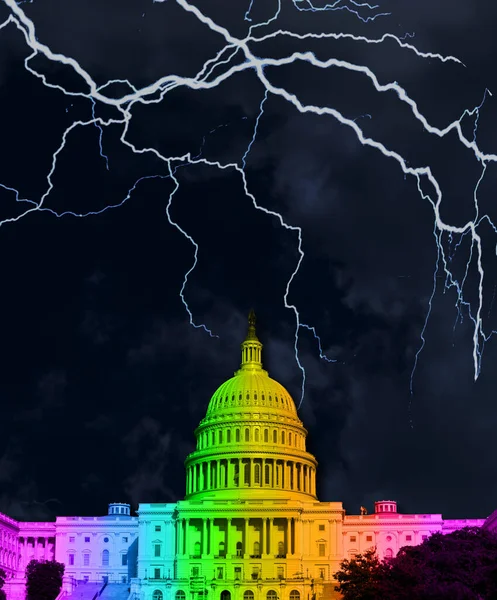 Amerikansk Regnbåge Trans Kön Gay Stolthet Capital Building — Stockfoto