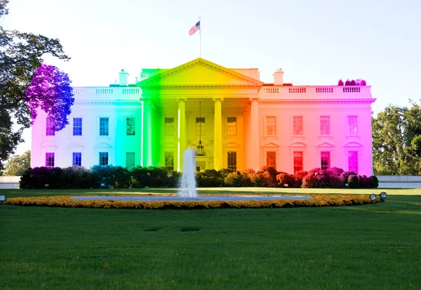 Amerikan Gökkuşağı Trans Gay Gururu Beyaz Saray Stok Fotoğraf