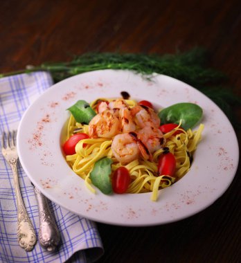 delicious shrimp served with salad