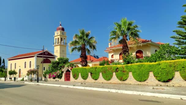 Iglesia Ciudad Karavomylos Cefalonia Grecia — Vídeos de Stock
