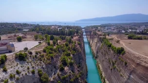 Letecký Pohled Korintského Kanálu — Stock video