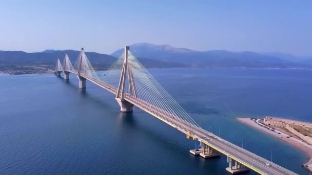Puente Patra Grecia Vista Aérea — Vídeo de stock