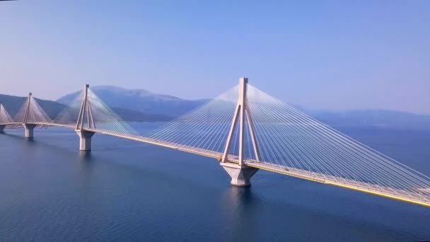 パトラ橋ギリシャの航空ビュー — ストック動画