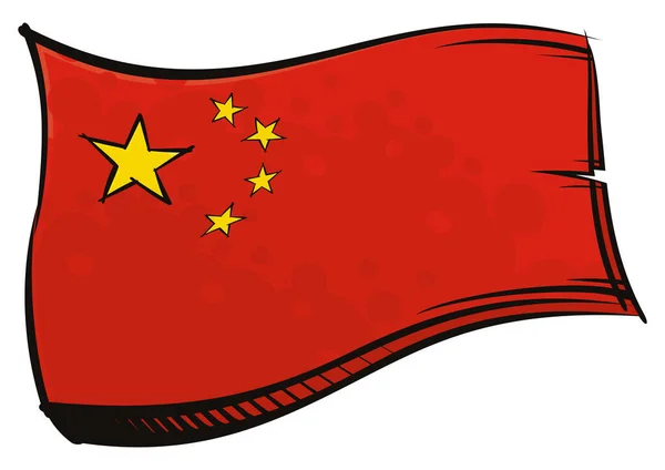 Bandera Nacional República Popular China Creada Estilo Pintura Graffiti — Archivo Imágenes Vectoriales