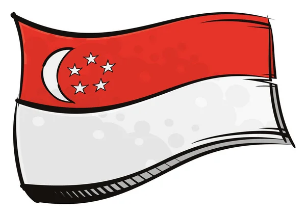 Singapore National Flag Created Graffiti Paint Style — Stock Vector