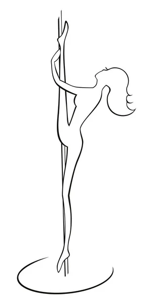 Slim Pole Dancer Practicing Twine Pose — Stock Vector