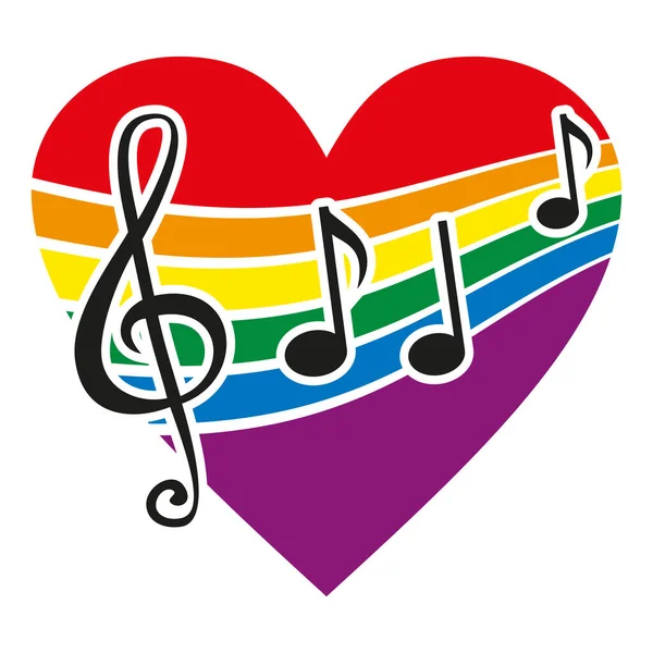Music Notes Colorful Heart Shape — Stock Vector