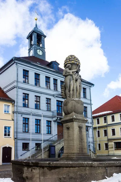 Statue Sur Place Vieille Ville Bischofswerda Allemagne — Photo