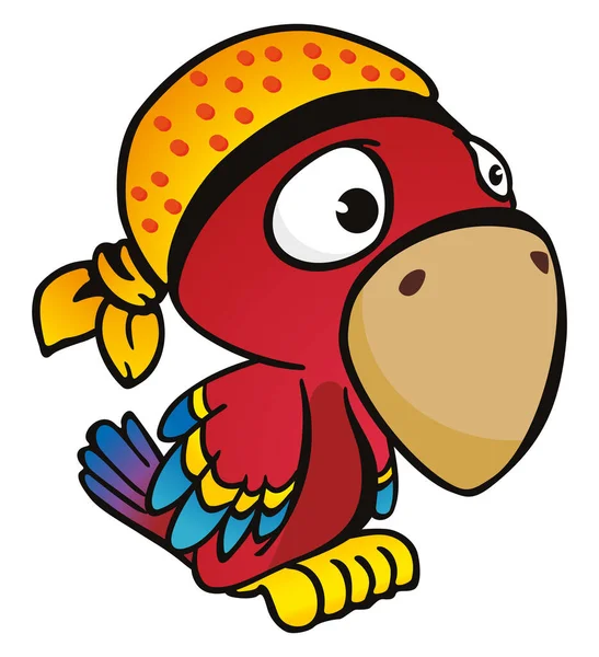 头戴头巾的卡通鹦鹉人物形象说明 — 图库矢量图片