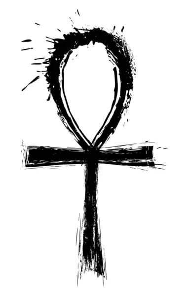 Simbolo Della Religione Ankh Chiave Della Vita Creato Stile Grunge — Vettoriale Stock