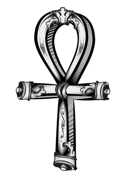 Ankh Key Life Symbol Created Old Vintage Style — Stock Vector
