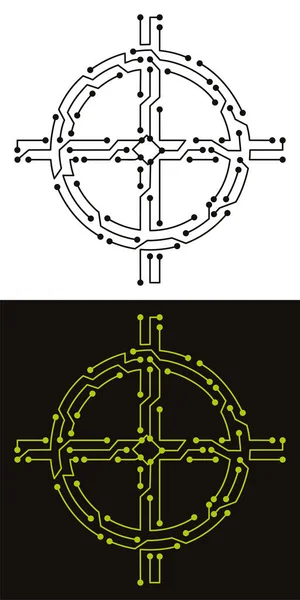 Symbole Suivi Créé Partir Circuit Imprimé — Image vectorielle