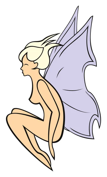 Pequeña Hada Dibujos Animados Desnuda Con Alas — Archivo Imágenes Vectoriales