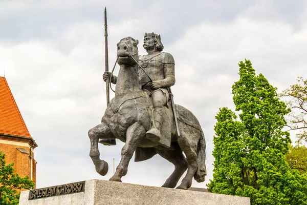 Statue Équestre Roi Boleslaw Chrobry Wroclaw Pologne — Photo